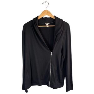 LOFT Moto Black Side Zip Sweater Jacket Size Large